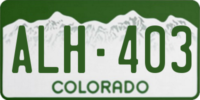 CO license plate ALH403