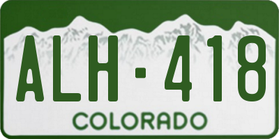 CO license plate ALH418