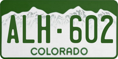 CO license plate ALH602