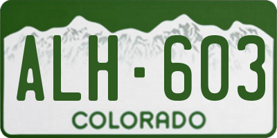 CO license plate ALH603