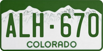 CO license plate ALH670