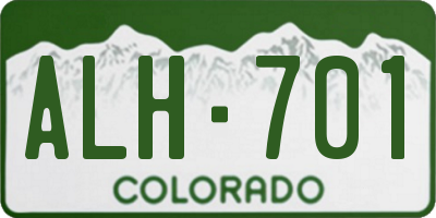 CO license plate ALH701