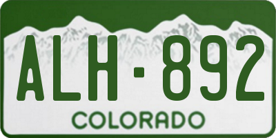CO license plate ALH892