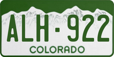 CO license plate ALH922
