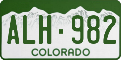 CO license plate ALH982
