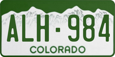 CO license plate ALH984