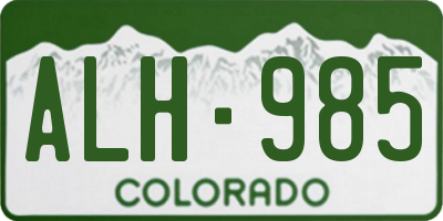 CO license plate ALH985