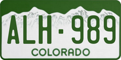 CO license plate ALH989