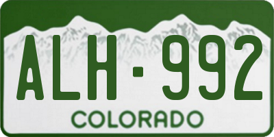 CO license plate ALH992