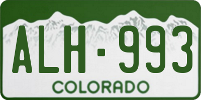CO license plate ALH993