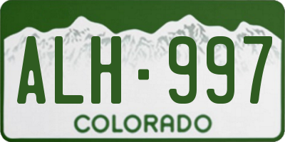 CO license plate ALH997