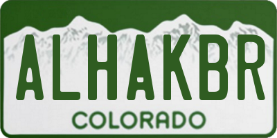 CO license plate ALHAKBR