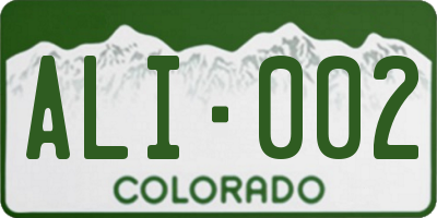 CO license plate ALI002