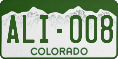 CO license plate ALI008