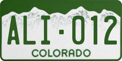 CO license plate ALI012
