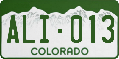 CO license plate ALI013