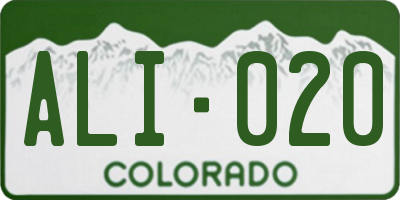 CO license plate ALI020