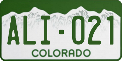 CO license plate ALI021