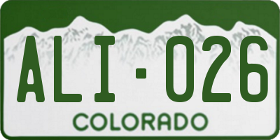 CO license plate ALI026