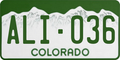 CO license plate ALI036