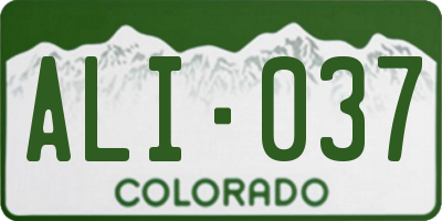 CO license plate ALI037