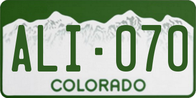CO license plate ALI070