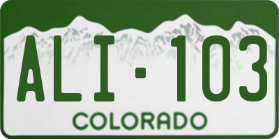 CO license plate ALI103