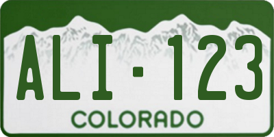 CO license plate ALI123