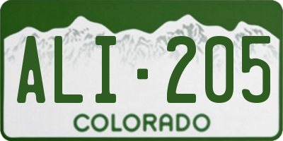CO license plate ALI205