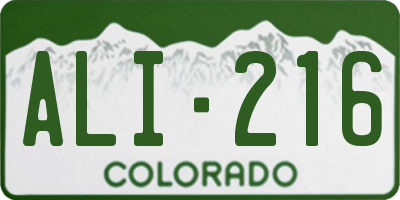 CO license plate ALI216