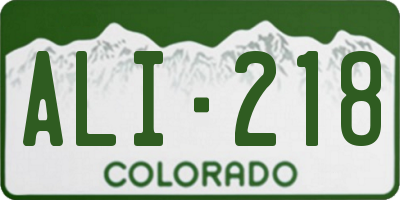 CO license plate ALI218
