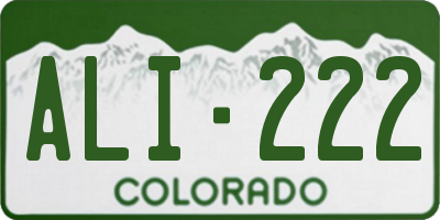 CO license plate ALI222