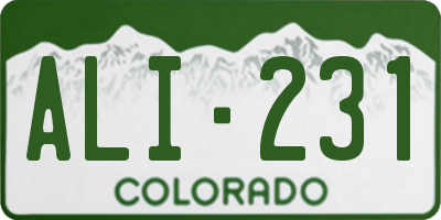 CO license plate ALI231