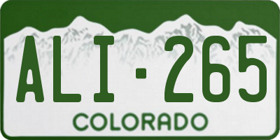 CO license plate ALI265
