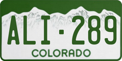 CO license plate ALI289