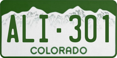 CO license plate ALI301