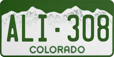 CO license plate ALI308