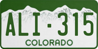 CO license plate ALI315