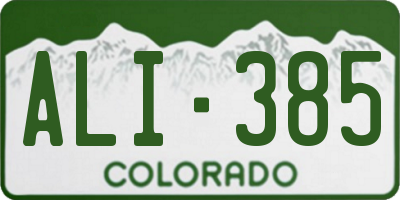 CO license plate ALI385