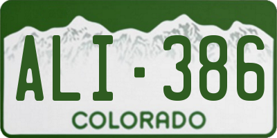 CO license plate ALI386