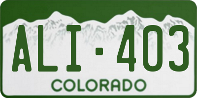CO license plate ALI403