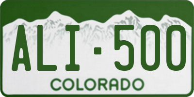 CO license plate ALI500