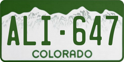 CO license plate ALI647