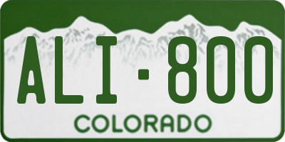CO license plate ALI800
