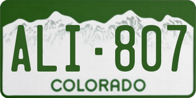 CO license plate ALI807