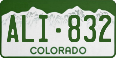 CO license plate ALI832