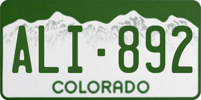 CO license plate ALI892