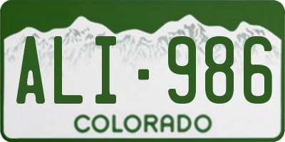 CO license plate ALI986