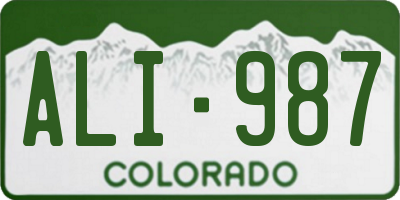 CO license plate ALI987