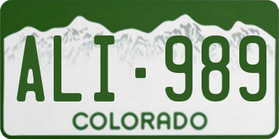 CO license plate ALI989